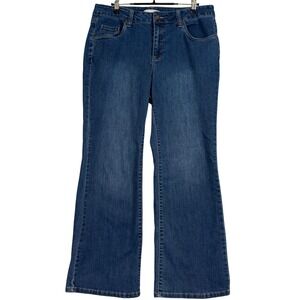 Woman Within Blue Bootcut Jeans Womens 14W Petite Medium Wash Denim Pants Flare